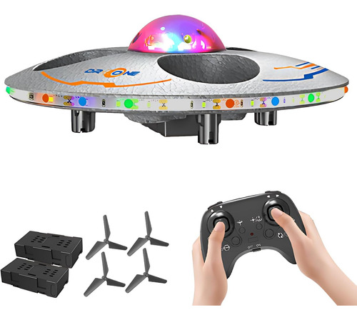Dron Ufo Para Niños, Avión Rc Con Luces Y 2 Baterías