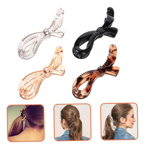 Para El Cabello Con De Caballo Para Mujer 4 Piezas Pinza