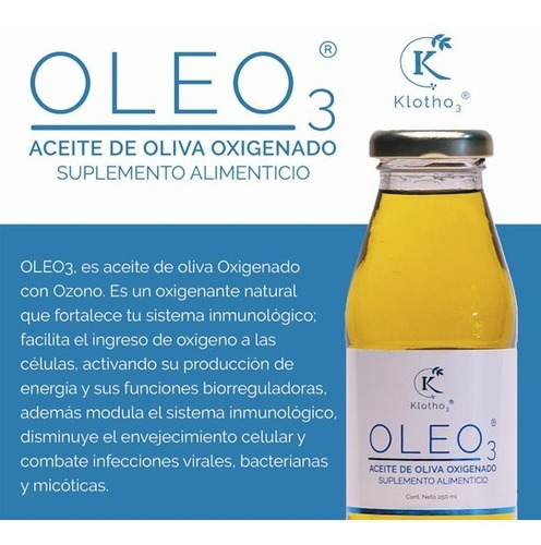 Oleo3 Aceite Oliva Ozonizado O3 Energizante Natural 250ml