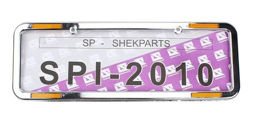 Suporte Moldura De Placa Cromado Com Refletor Para Carro Uni