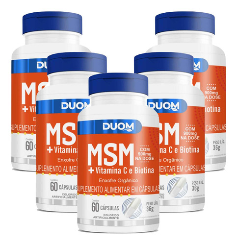 Kit 5x Msm + Vitamina C E Biotina 5x60 Cápsulas Druom