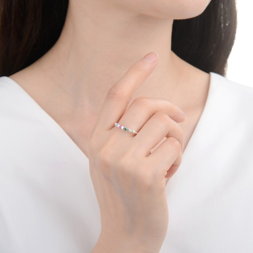 Anillo De Plata 925 Corazones Y Puntos De Luz De Colores Plateado 17