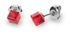 Par De Aros Spark Plata Cristales Swarovski Rojo /marisio