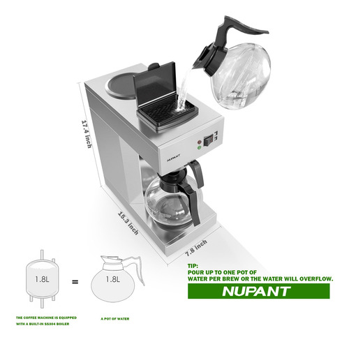 Nupant Cafetera De 12 Tazas De 1.8 L Cafetera De Goteo