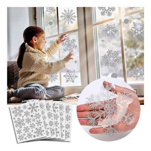 Ventana De Copo De Nieve Con Brillo Se Aferra A Las Calcoman
