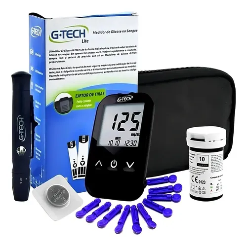 Kit Medidor de Glicose no Sangue + 10 Tiras Lite G-Tech Cor - foto 1
