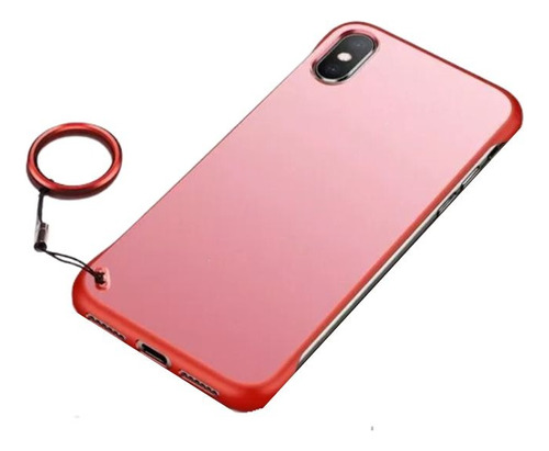 Carcasa Con Anillo Metálico Para iPhone XS Max Rojo