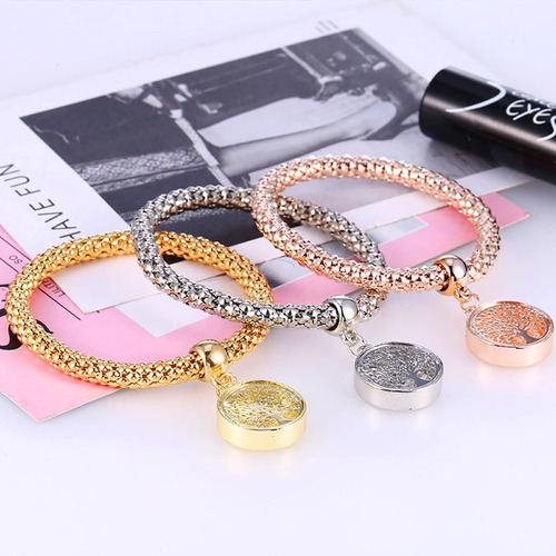 Brazaletes Triple Tree Of Life, Joyería De Acero Inoxidable