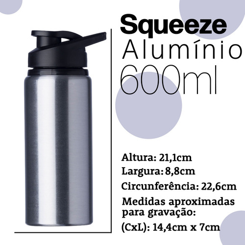 Garrafa Squeeze Para Academia Aço Inox 600ml Antivazamento