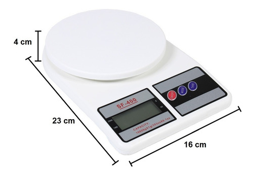 Báscula de cocina digital SQ Cozinha SF-400 pesa hasta 10kg blanca