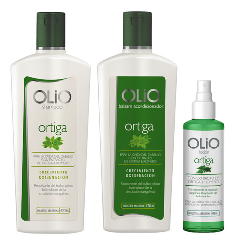 Olio Ortiga Anti Caida Shampoo + Acondicionador + Loción