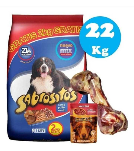 Imagen 1 de 2 de Sabrositos Adulto Mix De Carnes 20+2kg + Regalo