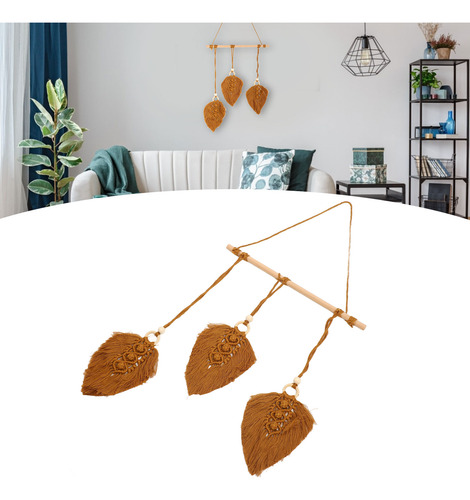Tapiz De Hojas Tejidas A Mano De Algodón Estilo Boho Para Co