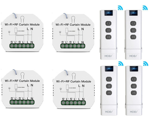 Kit 4 Interruptor Cortina Wifi Alexa Google Home +4 Controle