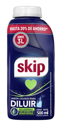 Imagen 4 de 10 de Jabon Liquido Skip Para Diluir Bio Enzimas Botella X 500 Ml