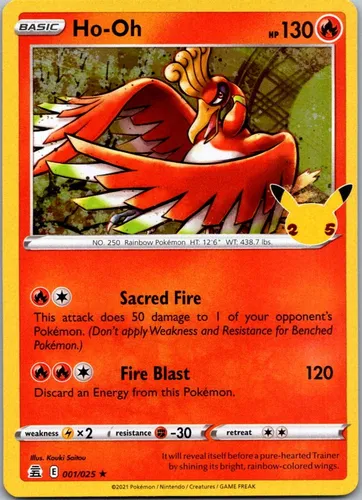 Cartas Pokemon Ho-oh Holo Celebrations