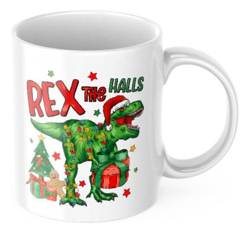 Rex The Halls T-rex Taza De Café Lindo Día Festivo Navidad A