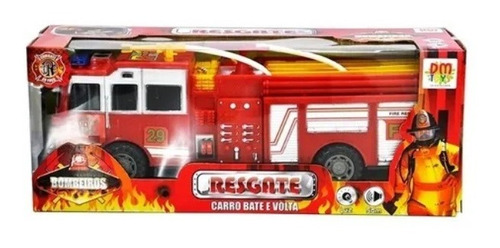 Imagem 3 de 5 de Carro Bombeiro Bate E Volta Resgate Som Luzes 30 Cm Dm Toys