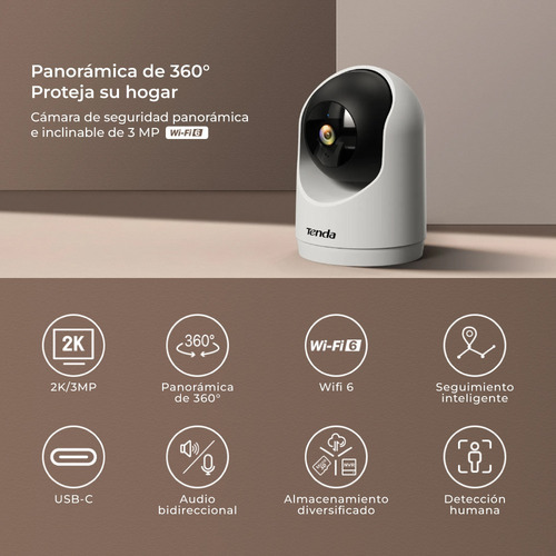 Tenda Cámara De Seguridad Wifi 6 Panorámica 360° 2k