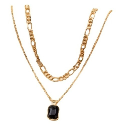 Collar A Capas Con Diamante De Imitacion Colgante Geometrico