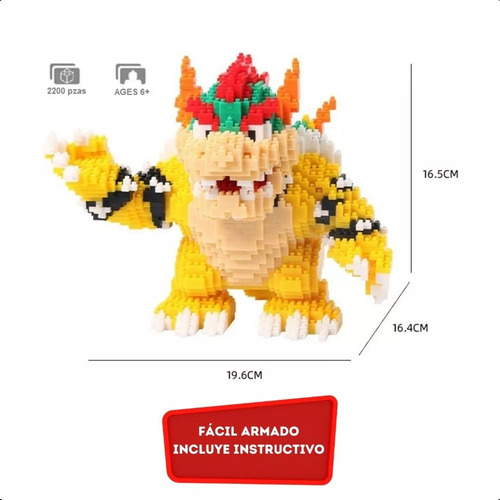 Mini Bloques Rompecabezas 3d Bowser Super Mario Bros Wonder Cantidad De Piezas 2276 2276