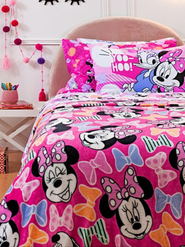 Manta Coberta Infantil Solteiro Disney Minnie Mickey Princes Cor Minnie Ballet