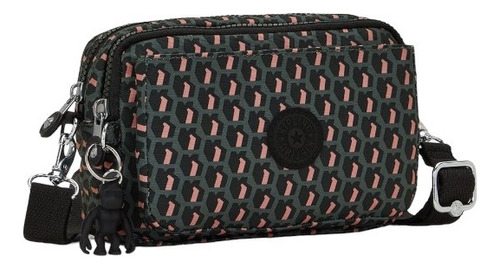 Bolsa  Kipling Abanu Diseño Liso De Nailon  K Pink Con Correa De Hombro Negra Asas Color Negro Y Herrajes Niquel