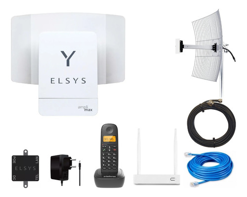 Kit Elsys Amplimax 4g + Telefone Id + Roteador + Antena20dbi