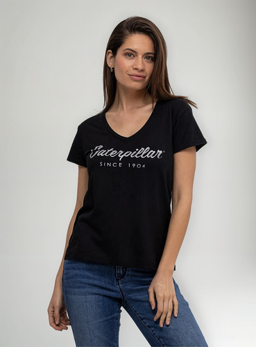 Polera Mujer Cat Script V-neck Tee