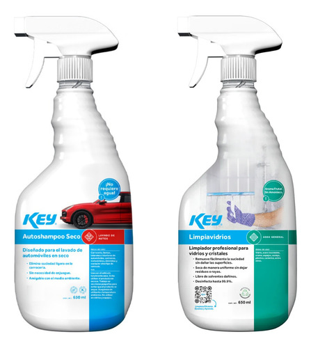 Kit De Automóviles Shampoo En Seco + Limpia Vidrios De 650ml
