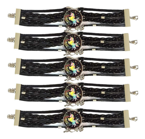 Pulseras De Unicornio, Mxuir-005, 5pzas, Negro, Unicornio, P