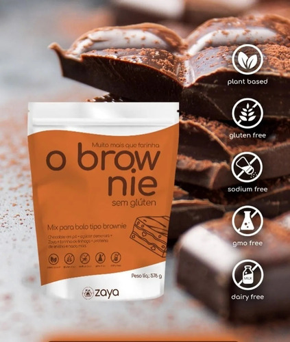 Imagem 7 de 8 de Mix Para Bolo Tipo Brownie Zaya Sem Glúten 576 G Vegano