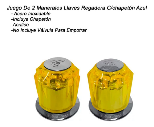 Juego De 2 Manerales Llaves Regadera C/chapeton Amarillos
