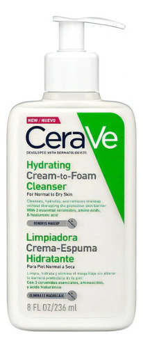 Crema Espuma Cerave Limpiadora Hidratante Para Rostro 236ml 