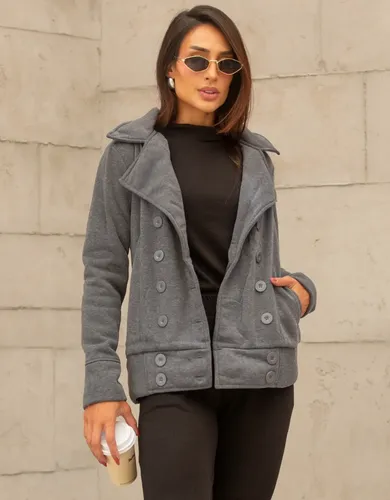 Jaqueta Feminina Sobretudo Lã Batida Moletom Casaco Inverno