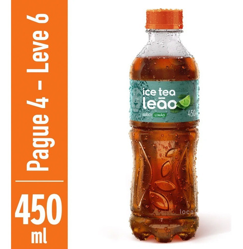 Chá Preto Ice Tea Limão Leão 450ml - Compre 4 Leve 6