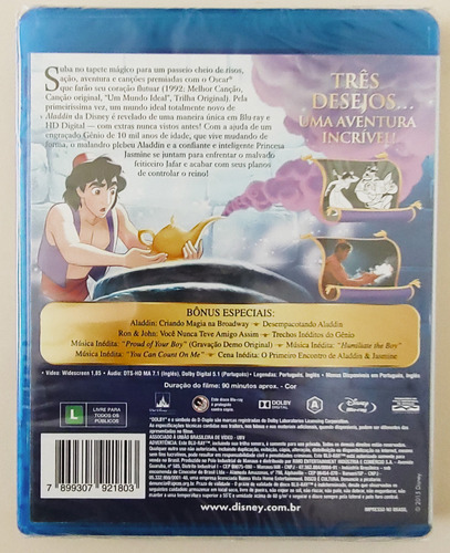 Blu Ray Coleçao Aladdin (novo Lacrado)