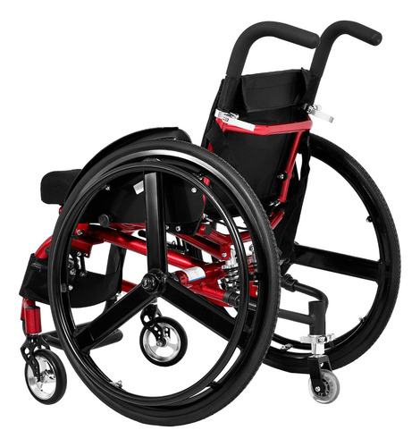 Silla Ruedas Deportiva Plegable Aluminio Ligera Compacta Color Rojo