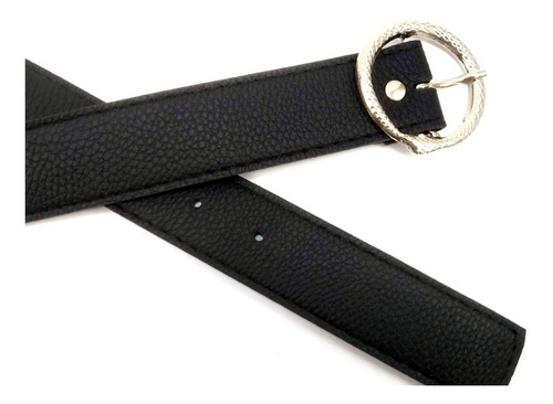 Imagen 4 de 7 de Cinturon Negro Blanco Mujer Eco Cuero Hebilla Serpiente 33mm