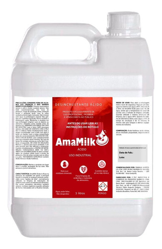 Amamilk Detergente Para Ordenha Acido 5 Litros