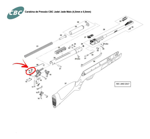 Trava Gatilho Cbc Original Espingarda Jade + Mais + Pro