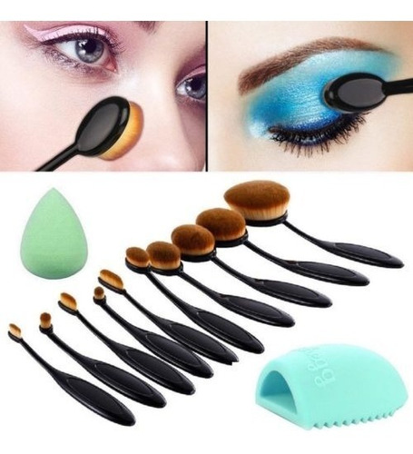 Pinceles De Maquillaje Profesional De 10pcs Conjunto Negro O