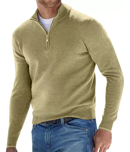 Blusa Moderna De Cachemir Con Cremallera Sólida Para Hombre