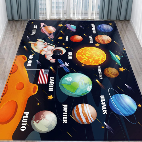 Alfombra Espacial Niños Sala De Juegos Sistema Solar A...