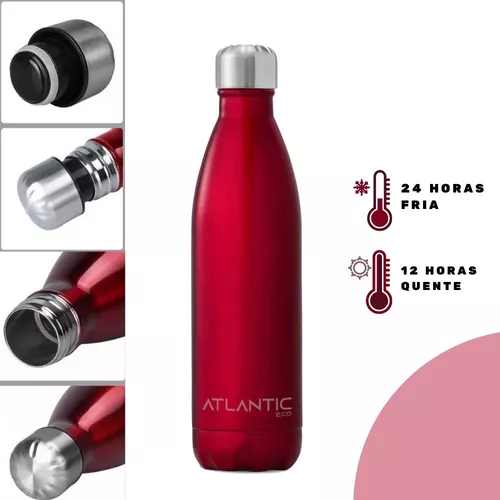 Garrafa Termica Agua Vermelho 1 Litro Inox Dupla Parede Café