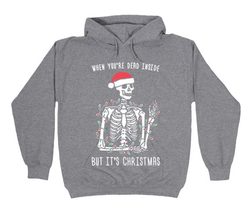 Sudadera C Gorro Esqueleto Navideño Muerto Es Navidad Santa