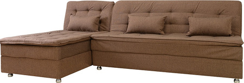 Imagen 1 de 8 de Sofa Cama Marron Tela Gris Living Divino