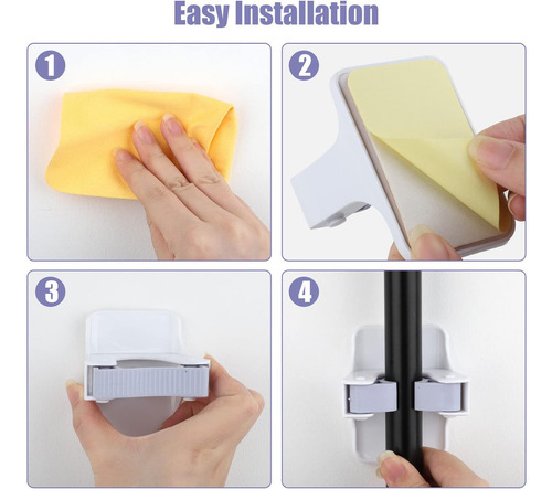 4 Pcs Broom Gripper Racks Backs Monte De Pared Montaje Auto