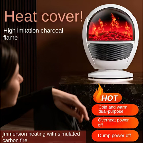 Calentador Eléctrico Portátil Tipo Chimenea De 1.500 W Blanco