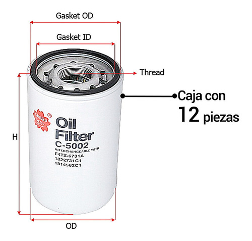 Combo 12 Filtros Aceite Ford F-350 8 Cil 7.3l Diesel 99/03